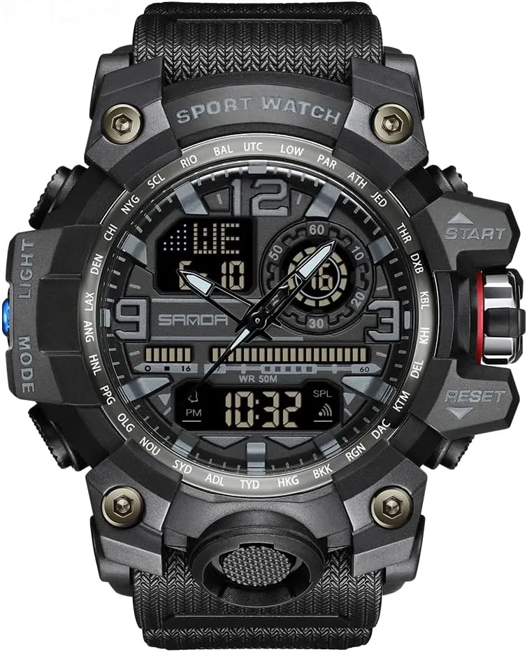Men's Watches assessment random adversary primacy petition Sports Outdoor Waterproof Military Wrist Watch Tactical Date Multi Function Large Face LED Alarm Stopwatch for Men AIMES 