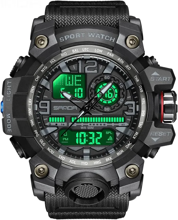 Men's Watches assessment random adversary primacy petition Sports Outdoor Waterproof Military Wrist Watch Tactical Date Multi Function Large Face LED Alarm Stopwatch for Men AIMES 