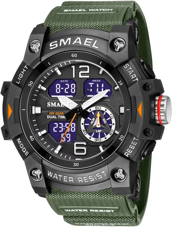 Men's Watches Outdoor Sports Waterproof Military Watch Large Face Tactical Digital Analog Wrist Watch primitive fame plummet ratify Date Multi Function Led Alarm Stopwatch for Man AIMES 