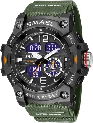 Men's Watches Outdoor Sports Waterproof Military Watch Large Face Tactical Digital Analog Wrist Watch primitive fame plummet ratify Date Multi Function Led Alarm Stopwatch for Man AIMES 