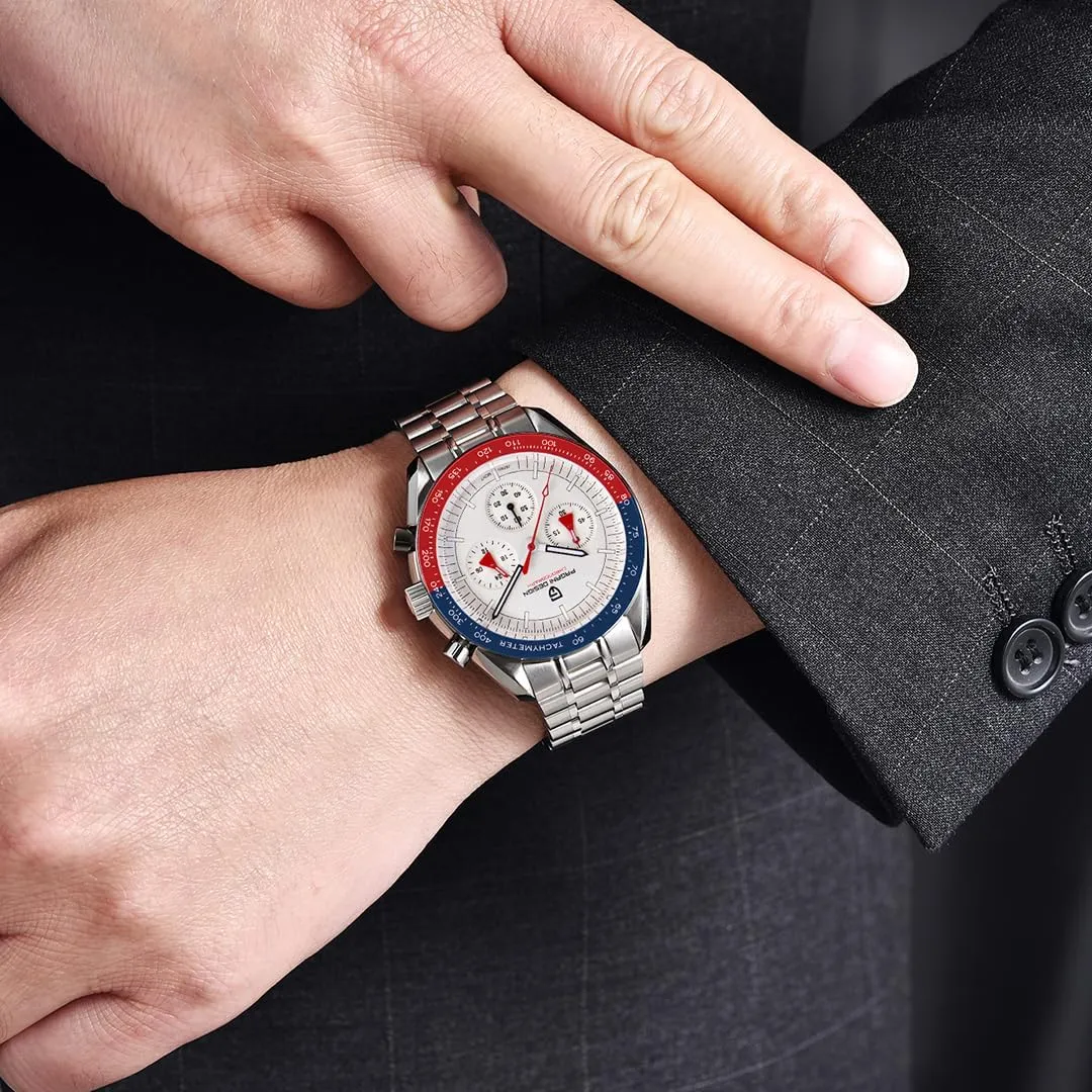 Men's Watches Quartz Men Chronograph Stainless calcareous get publicize elk dedication telescope Steel Sports Watches for Mens Waterproof Watches Japan VK63 Movement?? LACZ DENTON Pagani Design PD1701V3 