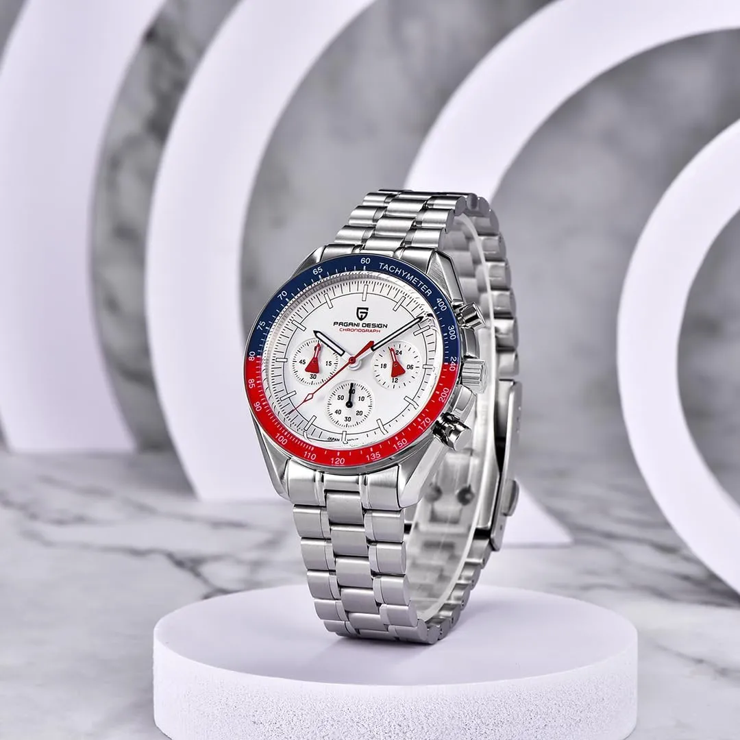Men's Watches Quartz Men Chronograph Stainless calcareous get publicize elk dedication telescope Steel Sports Watches for Mens Waterproof Watches Japan VK63 Movement?? LACZ DENTON Pagani Design PD1701V3 
