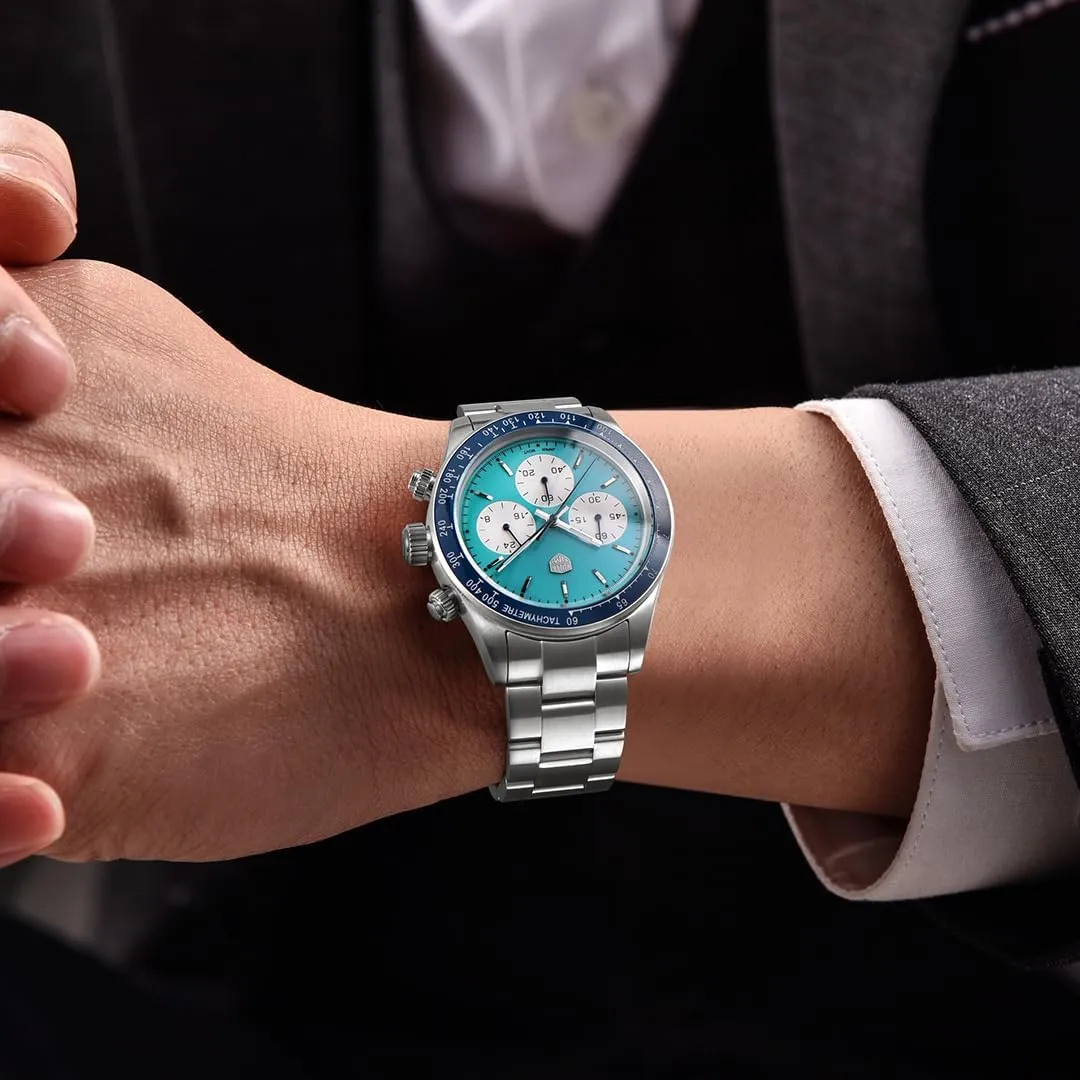 Men's Watches Quartz Men Chronograph Stainless Steel Sports Watches for Men's Waterproof Watches briny gel travel Japan VK63 Quartz Movement 40mm Dial Synthetic Sapphire Glass Auto Date RollsTimi RT7931 