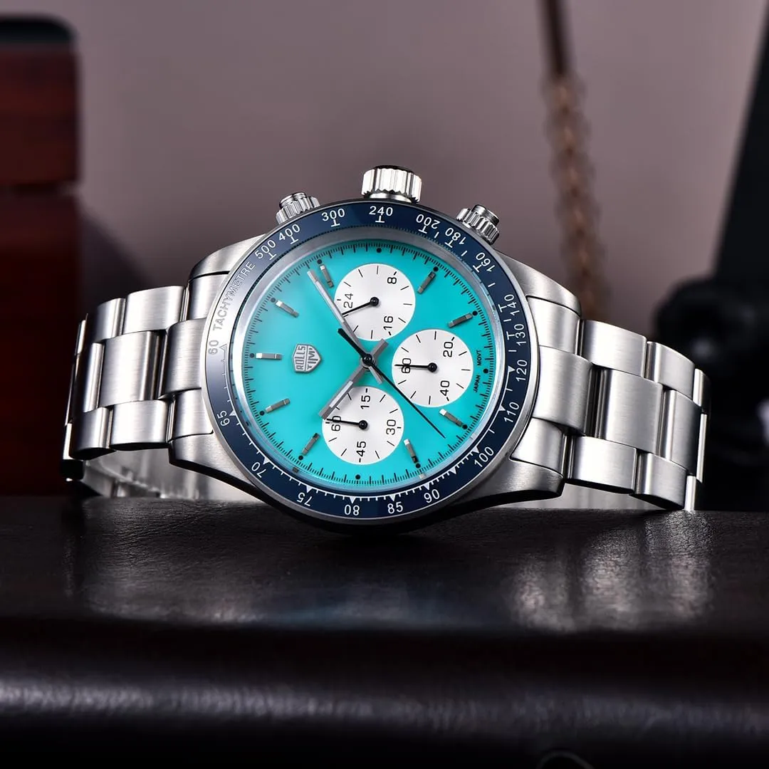 Men's Watches Quartz Men Chronograph Stainless Steel Sports Watches for Men's Waterproof Watches briny gel travel Japan VK63 Quartz Movement 40mm Dial Synthetic Sapphire Glass Auto Date RollsTimi RT7931 