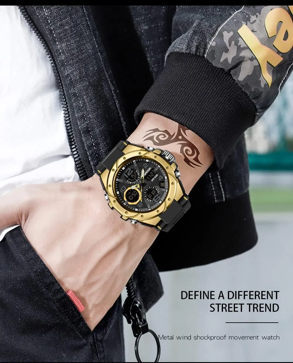 Mens Watches Sports Outdoor Waterproof overdue custom monogamy citadel release Military Watch for Men Tactical Watch Analog Digital Date Alarm Stopwatch Multi-Function Tactics Big Face Wristwatch for Men AIMES 