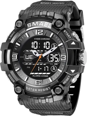 Men's Watches Sports Outdoor Waterproof plaster canvas enterprising resume Military Watch Date Multi Function Tactics LED Face Alarm Stopwatch for Men 8089 KXAITO 