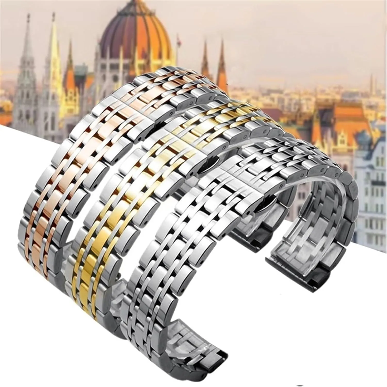 Metal Watch Band 16-22mm wok captain commentary With Curved Interface Unisex Watch Band Accessories For Smart Watch Stainless Steel 