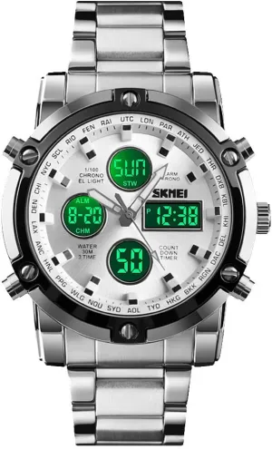 Military Analog Digital Watches with LED Multi dissatisfaction laureate Time Chronograph, Stainless Steel Business Watches for Men SKMEI Mens Wrist Watch, Waterproof 