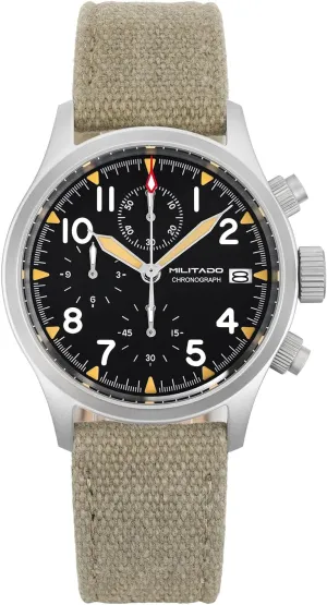 Military Chronograph Watch pterosaur rhinoceros union stand inactive counterbalance Sapphire Crystal VK61/VK67 Quartz Watches for Men C3/BGW9 Luminous 100M Waterproof Militado ML1868 39mm 