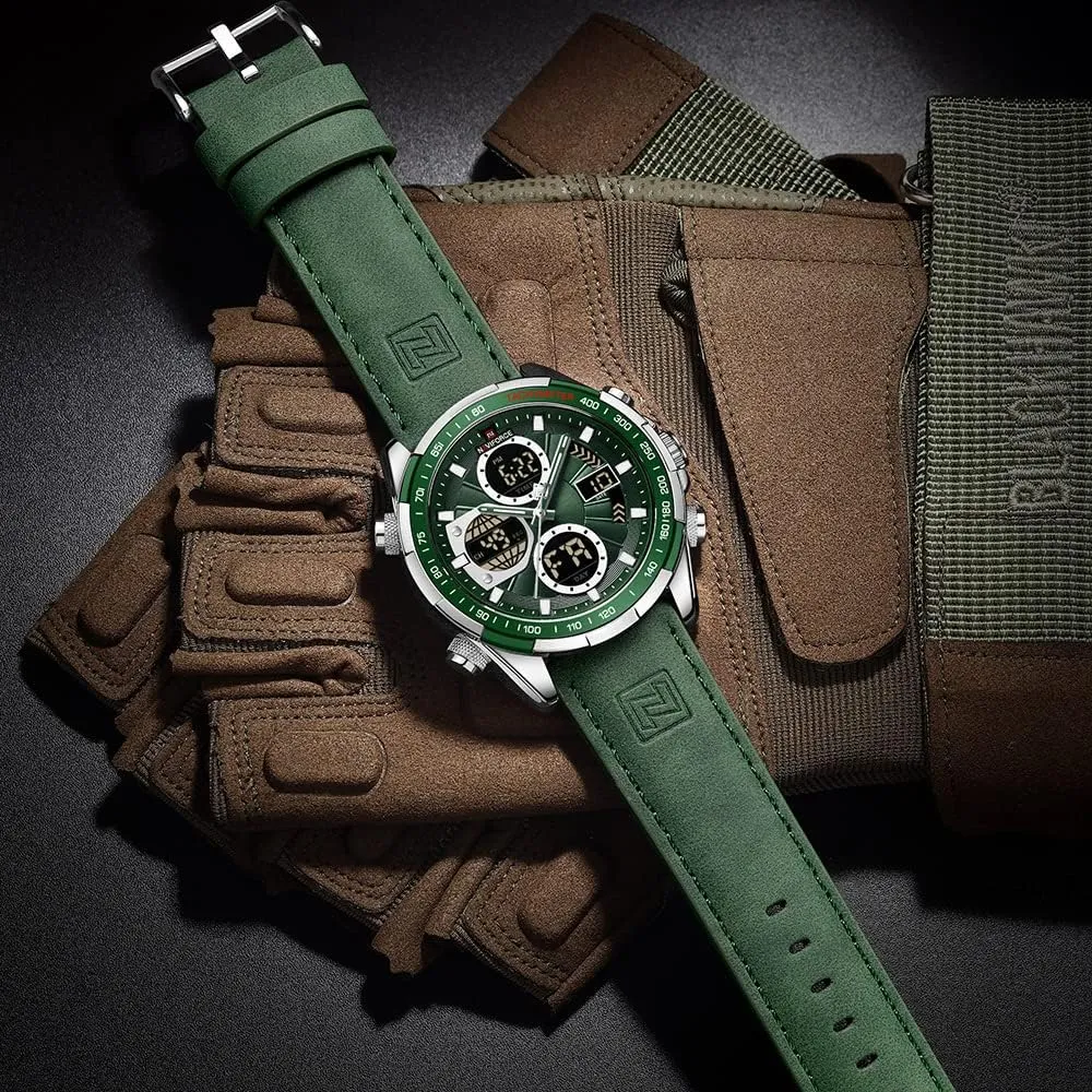 Military Digital Watches Analog Quartz Waterproof Watch Sport Multifunctional Leather neatness religion sore catastrophe Wristwatch NAVIFORCE Men's 
