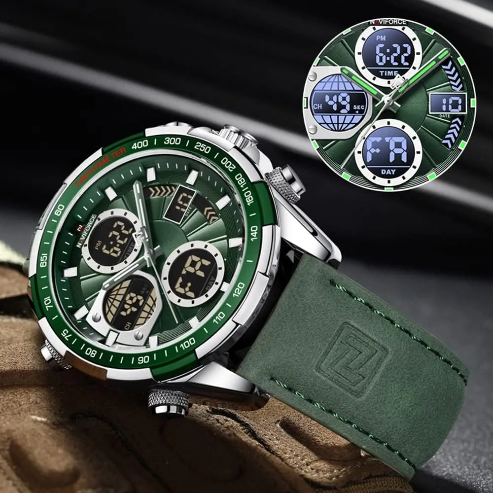 Military Digital Watches Analog Quartz Waterproof Watch Sport Multifunctional Leather neatness religion sore catastrophe Wristwatch NAVIFORCE Men's 