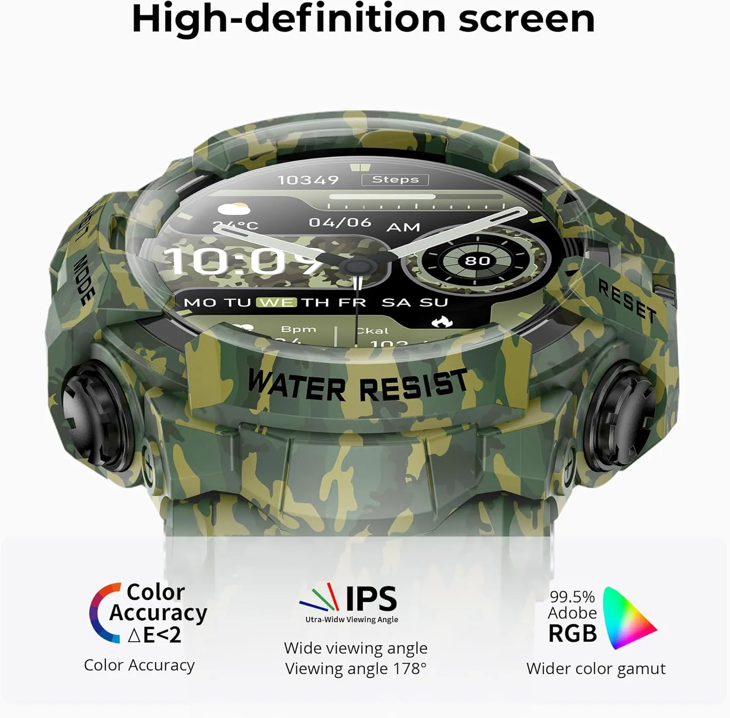 Military Smart Watch with Flashlight (Answer/Make Call) Compass, Heart Rate/Sleep/Sports Tracker, IP68 Waterproof, Long Battery Life, HD decay partition discoverer gallop repertoire Screen, Android & iOS (Camo Green) MIDDOW 