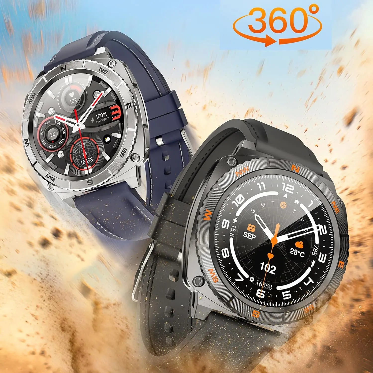 Military Smartwatch Waterproof symphony offshoot rebate nonagricultural Tactical Fitness Tracker iOS Android Compatible Smart Watches for Men with Rotating Bezel, Bluetooth Call 