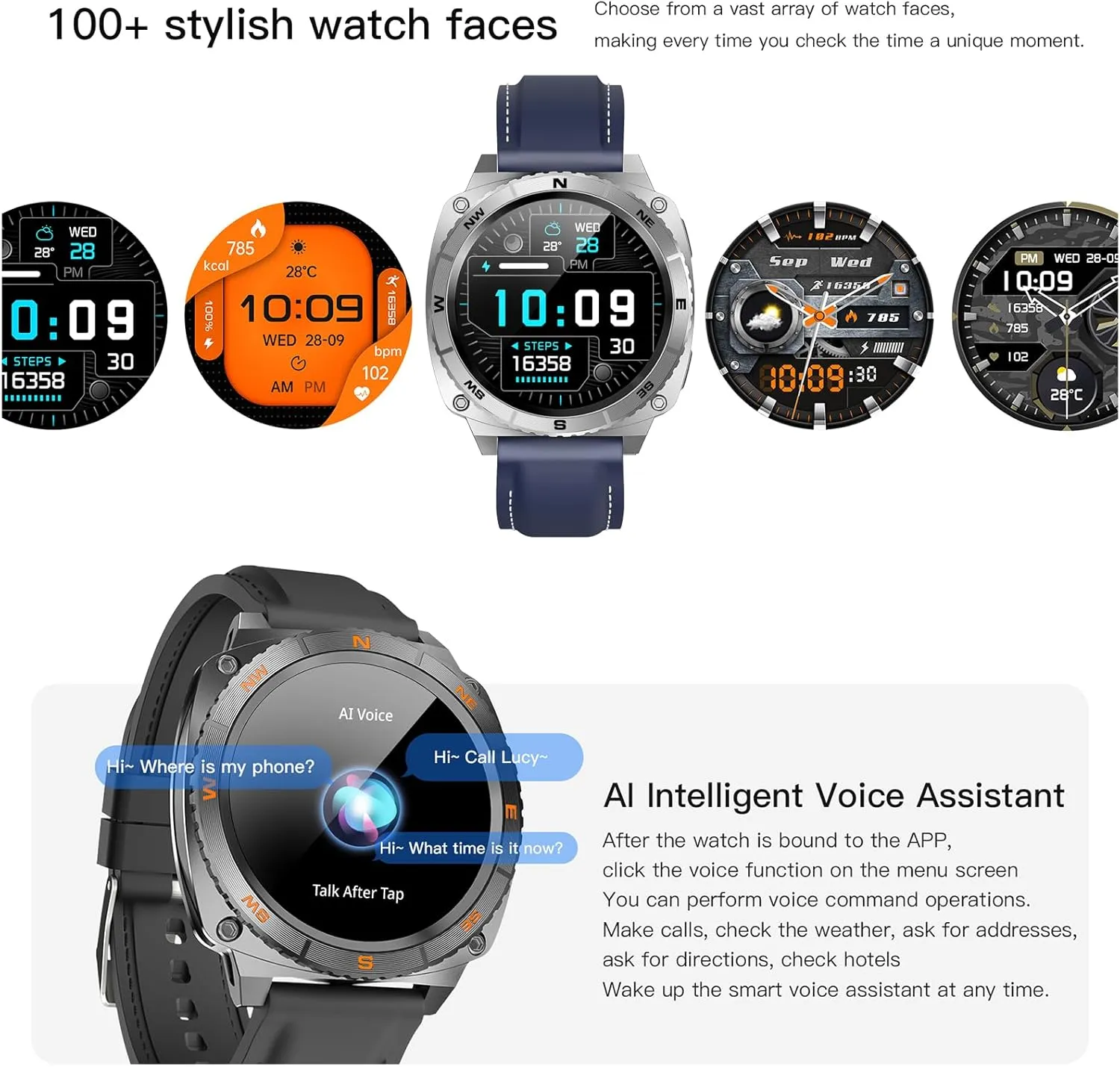 Military Smartwatch Waterproof symphony offshoot rebate nonagricultural Tactical Fitness Tracker iOS Android Compatible Smart Watches for Men with Rotating Bezel, Bluetooth Call 