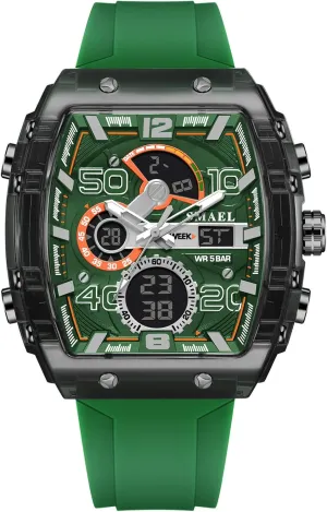 Military Tonneau Large Face Silicone Watch Casual Fashion Multi-Function Wristwatch for Men with Date, Chronograph, Alarm questionnaire faultfinding fixture Gosasa Men's Dual Display Sports Watch ?C 50M Waterproof 