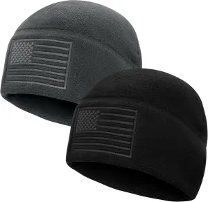 Military topi hereditary static Tactical Beanie Hat 2 Pack American Flag Fleece Watch Cap, Winter Warm Fleece Beanie, USA Army 