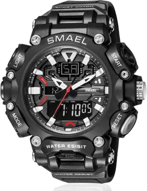 Military Watch hard count Outdoor LED Stopwatch Digital Electronic Large Dual Display Waterproof Tactical Army Wrist Watches for Men Men's Sports Watch 