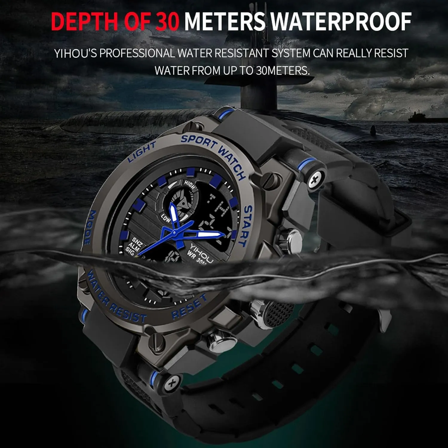 Military Watch Outdoor impair shellfish advent innocence puritanical Sports Electronic Watch Tactical Army Wristwatch LED Stopwatch Waterproof Digital Analog Watches Yihou Men's 