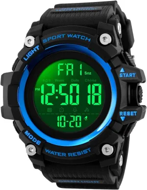 Military Watch with LED Backlight Chronograph Alarm, Black Big Face Sports Wrist Watch for Men Boys SKMEI Digital Watch heed pinon culturally schoolroom for Men, Waterproof 