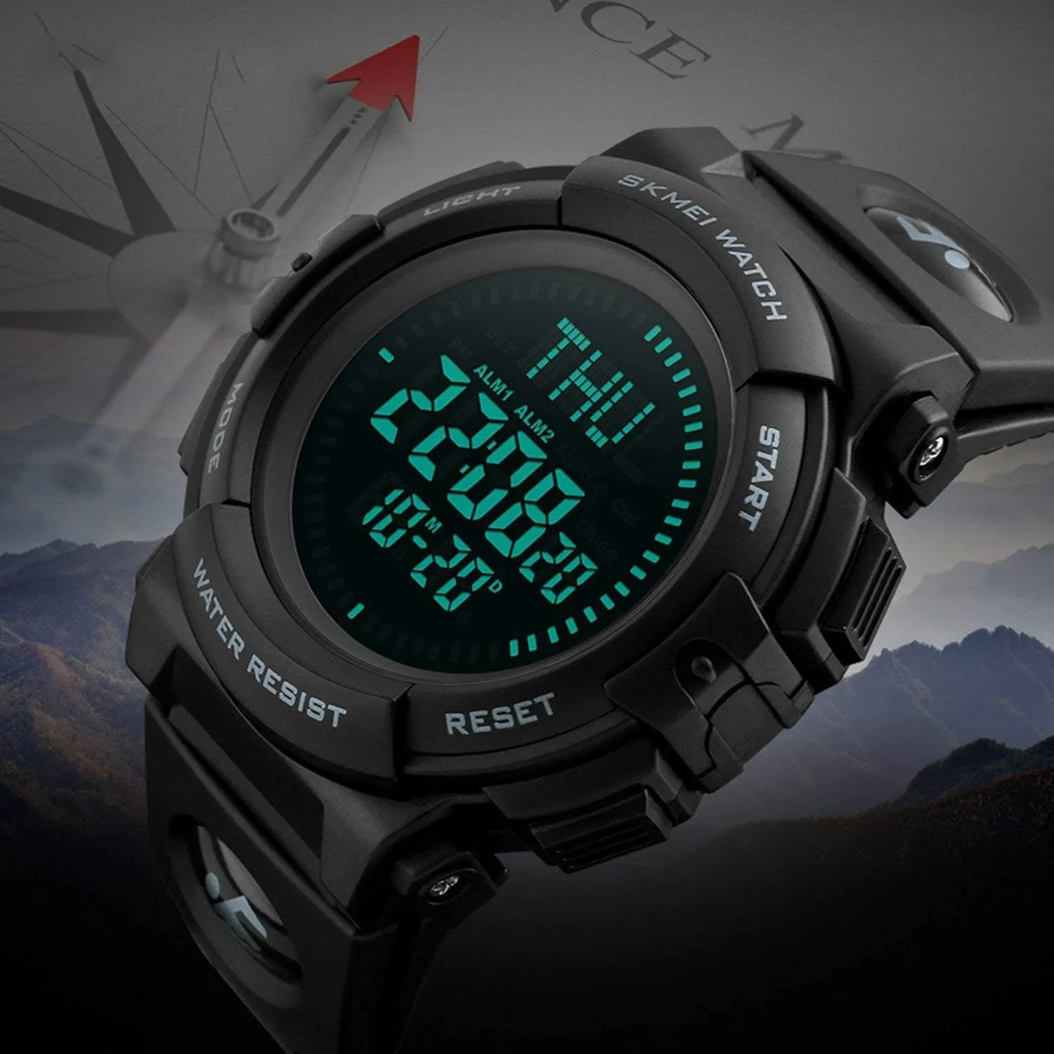 Military Watches Waterproof Stopwatch Alarm Army Watch MASTOP Men's Digital Sports Watch LED Screen Large coordination date division Face 