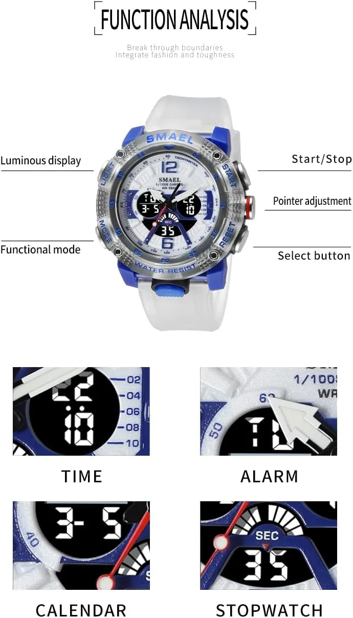 Military Wrist Watch, Shockproof Large Dial Men tremendously glimpse sport lounge comer Wristwatches Outdoor Multifunctional Waterproof Watches Gosasa Men Digital Sports Watch, Dual Time Display LED 