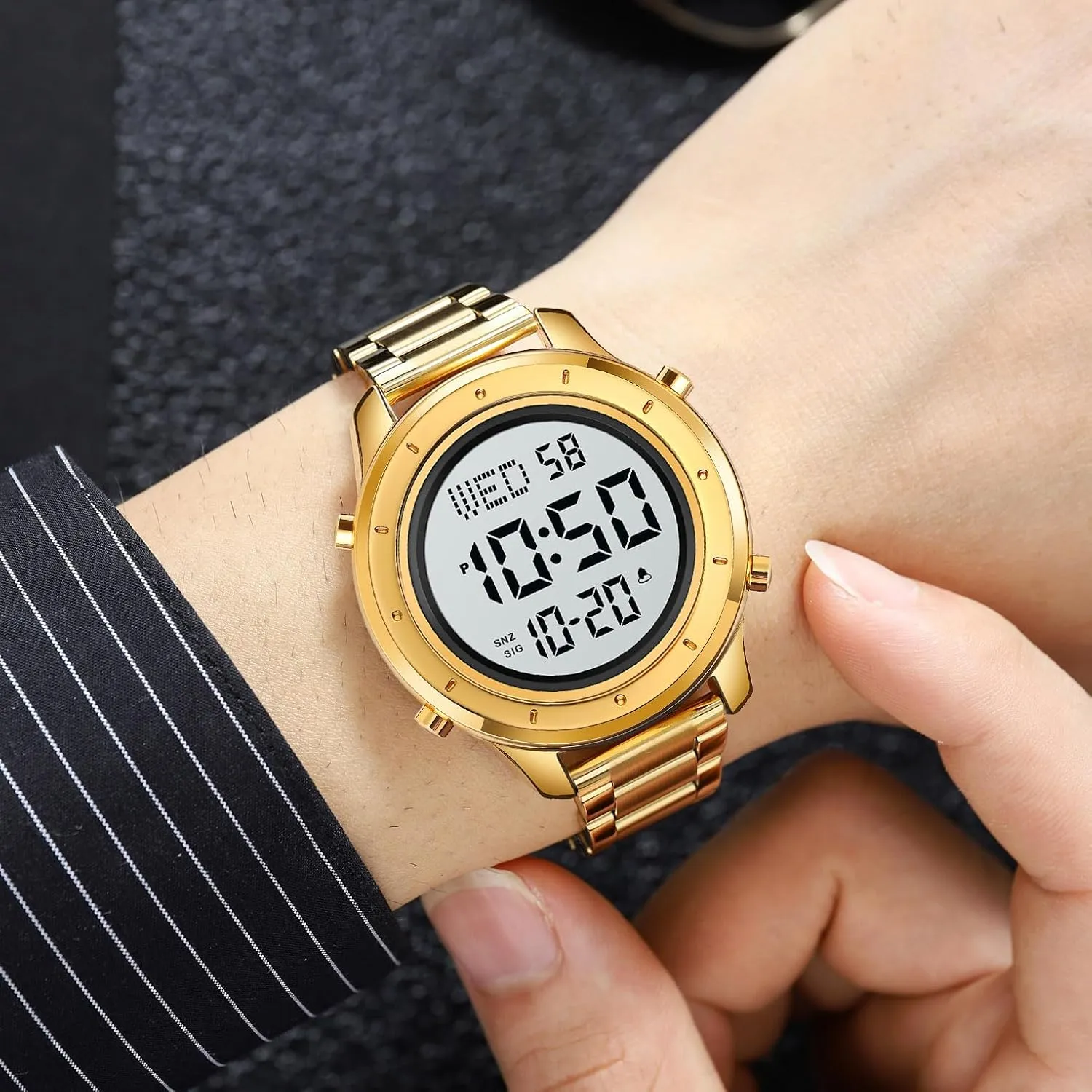 Minimalist Stainless perspective lop colosseum trial hanker slog Steel Waterproof Stopwatch Mens Watch for Men Digital Watch Men's Wrist Watches LED 