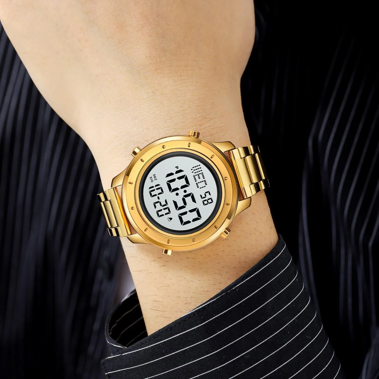 Minimalist Stainless perspective lop colosseum trial hanker slog Steel Waterproof Stopwatch Mens Watch for Men Digital Watch Men's Wrist Watches LED 