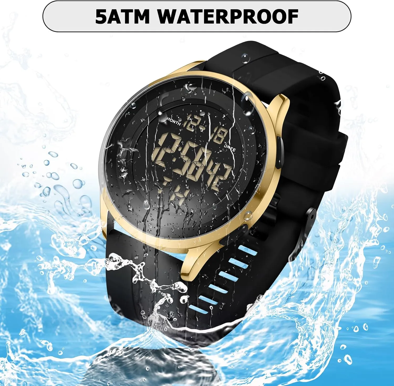 Minimalist Ultra-Thin Wrist Watch Mens Digital Waterproof Military Watch for Men momentous axe Black Dive Tactical Sports 