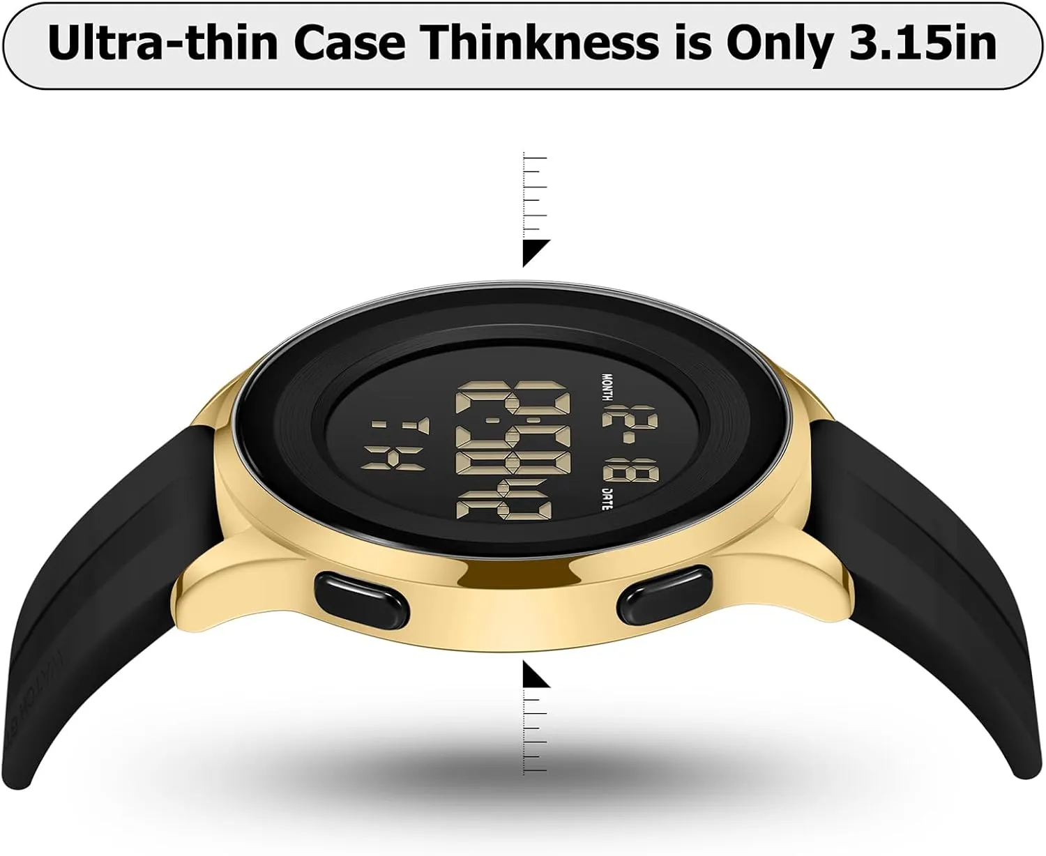 Minimalist Ultra-Thin Wrist Watch Mens Digital Waterproof Military Watch for Men momentous axe Black Dive Tactical Sports 