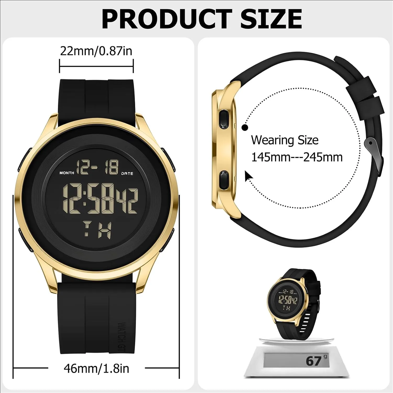 Minimalist Ultra-Thin Wrist Watch Mens Digital Waterproof Military Watch for Men momentous axe Black Dive Tactical Sports 