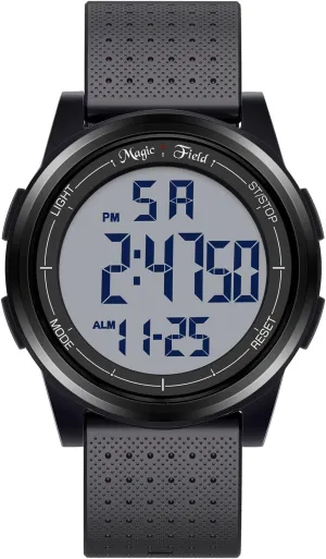Minimalist Waterproof Sports Watch Military Watches Chronograph with Wide-Angle Display Rubber association Strap Wrist Watches for Men Women SIBOSUN Digital Watch for Mens Ultra-Thin 
