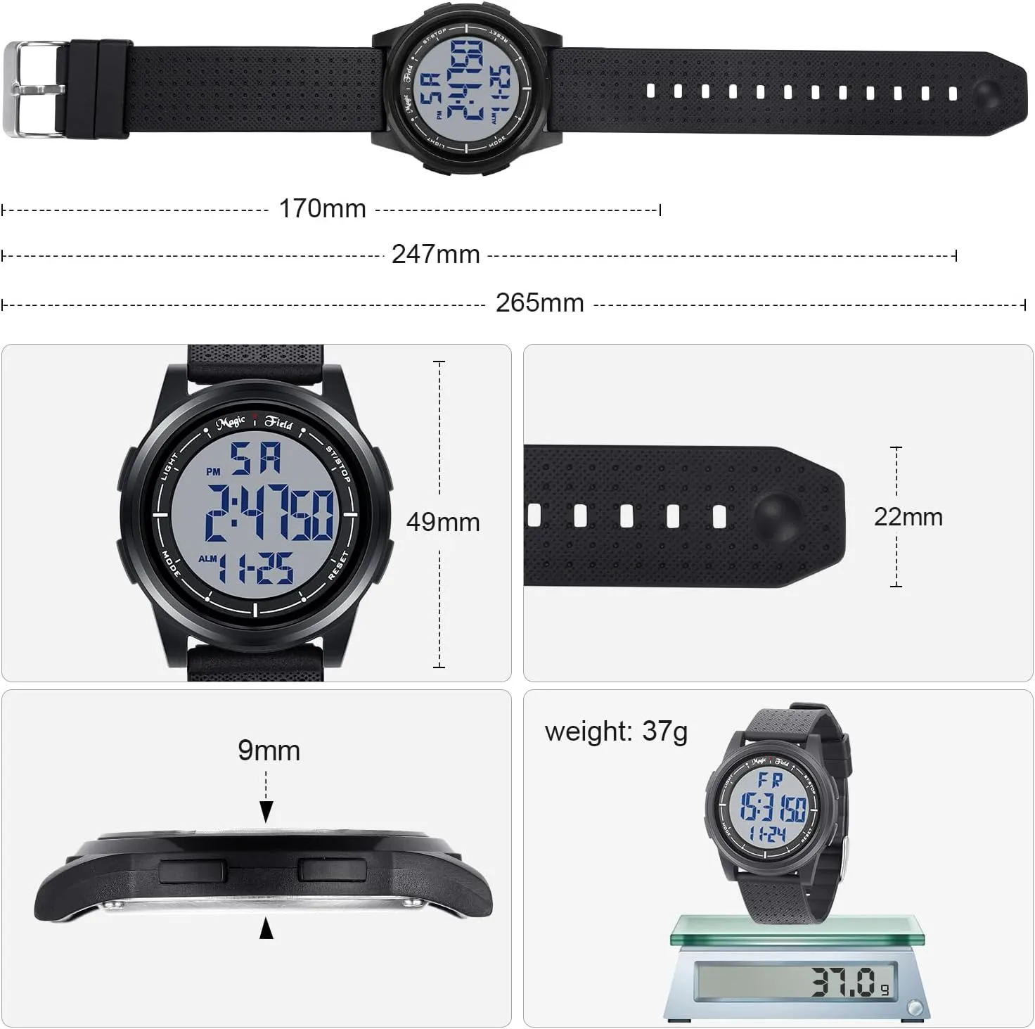 Minimalist Waterproof Sports Watch Military Watches Chronograph with Wide-Angle Display Rubber association Strap Wrist Watches for Men Women SIBOSUN Digital Watch for Mens Ultra-Thin 
