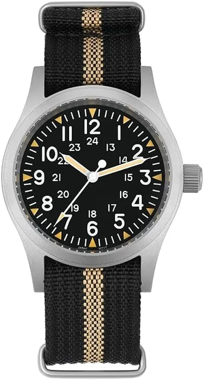 ML05 38mm abhor VH31 Quartz Watch - Domed Sapphire Crystal Field Watch C3 Super Luminous Retro Sweep Wrist Watch for Men 100M Waterproof Militado 
