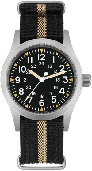 ML05 38mm abhor VH31 Quartz Watch - Domed Sapphire Crystal Field Watch C3 Super Luminous Retro Sweep Wrist Watch for Men 100M Waterproof Militado 