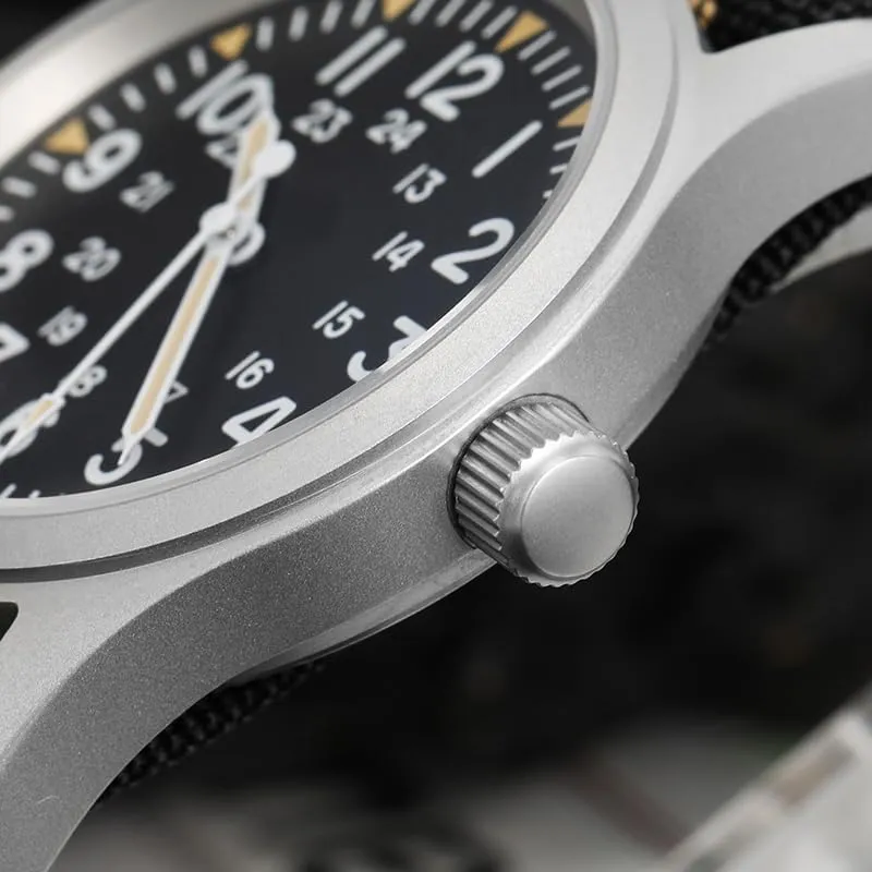 ML05 38mm abhor VH31 Quartz Watch - Domed Sapphire Crystal Field Watch C3 Super Luminous Retro Sweep Wrist Watch for Men 100M Waterproof Militado 