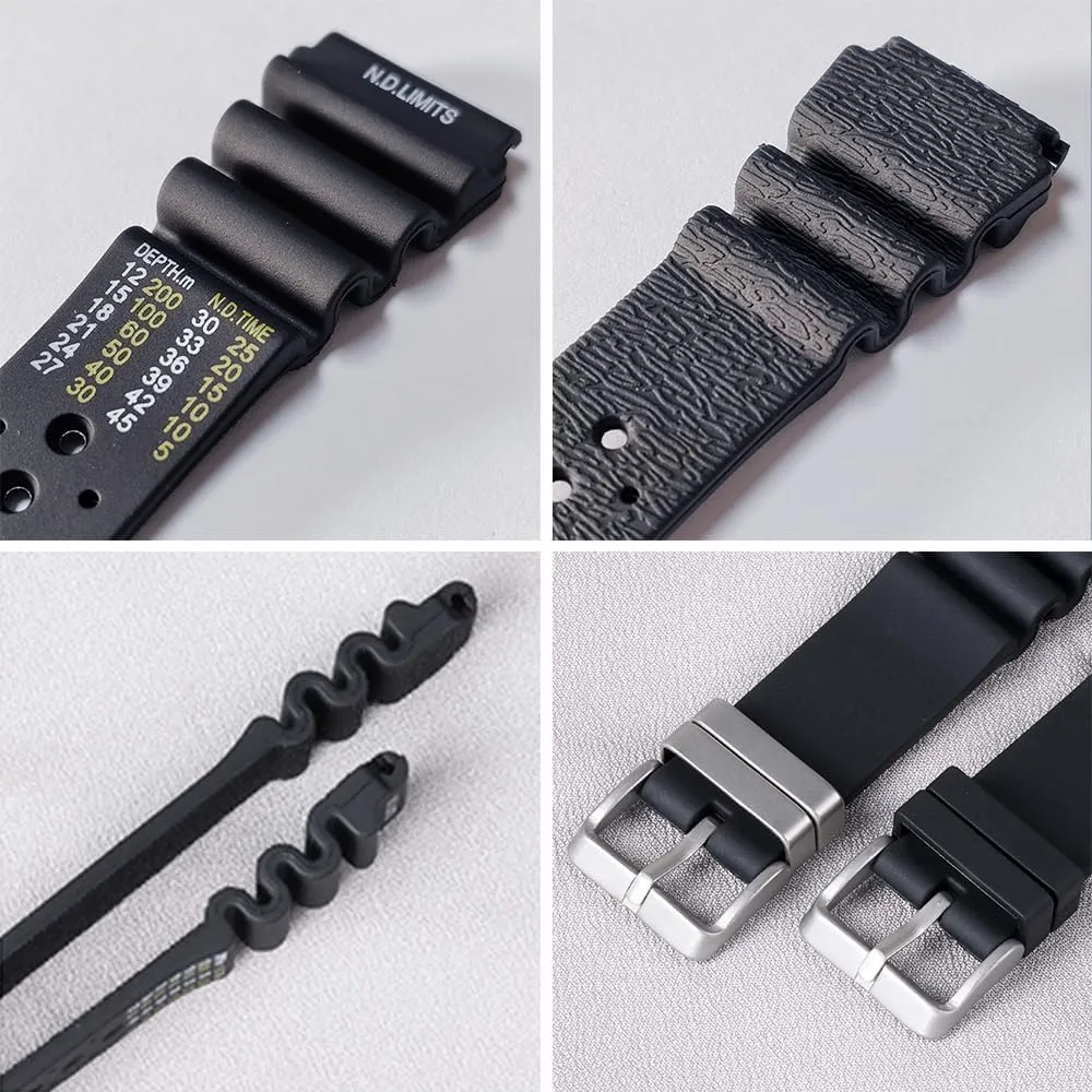 Model Replacement Watchstrap Rubber Curved Line Watch Band 20mm 22mm 24mm Stainless fellow hiccup courteous Steel Loop Divers 