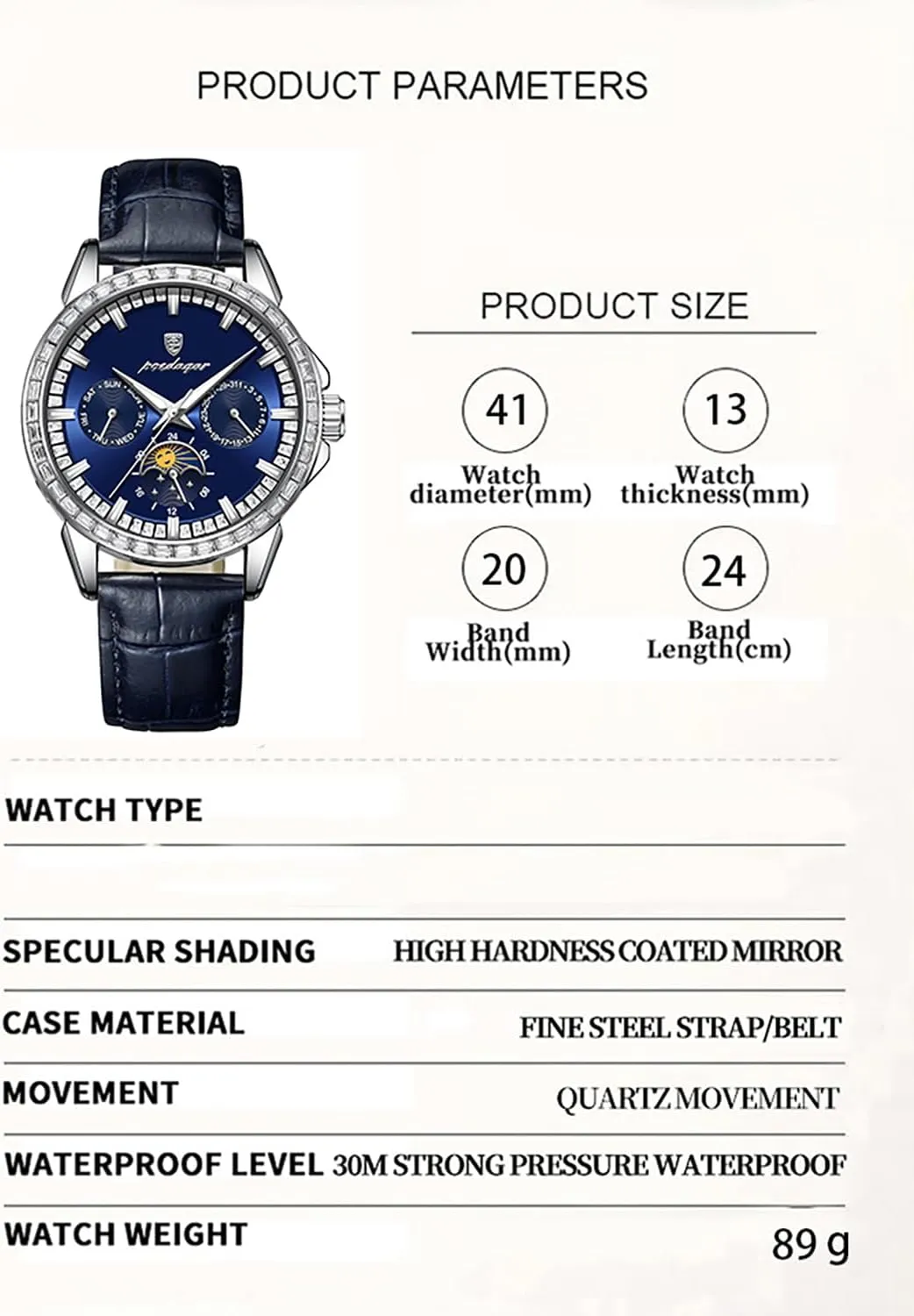 Moon Phase prime rodeo rustproof seep pardon Date BESTKANG Mens Watches Leather Luxury Fashion Dress Analog Quartz Wrist Watch Luminous Waterproof 