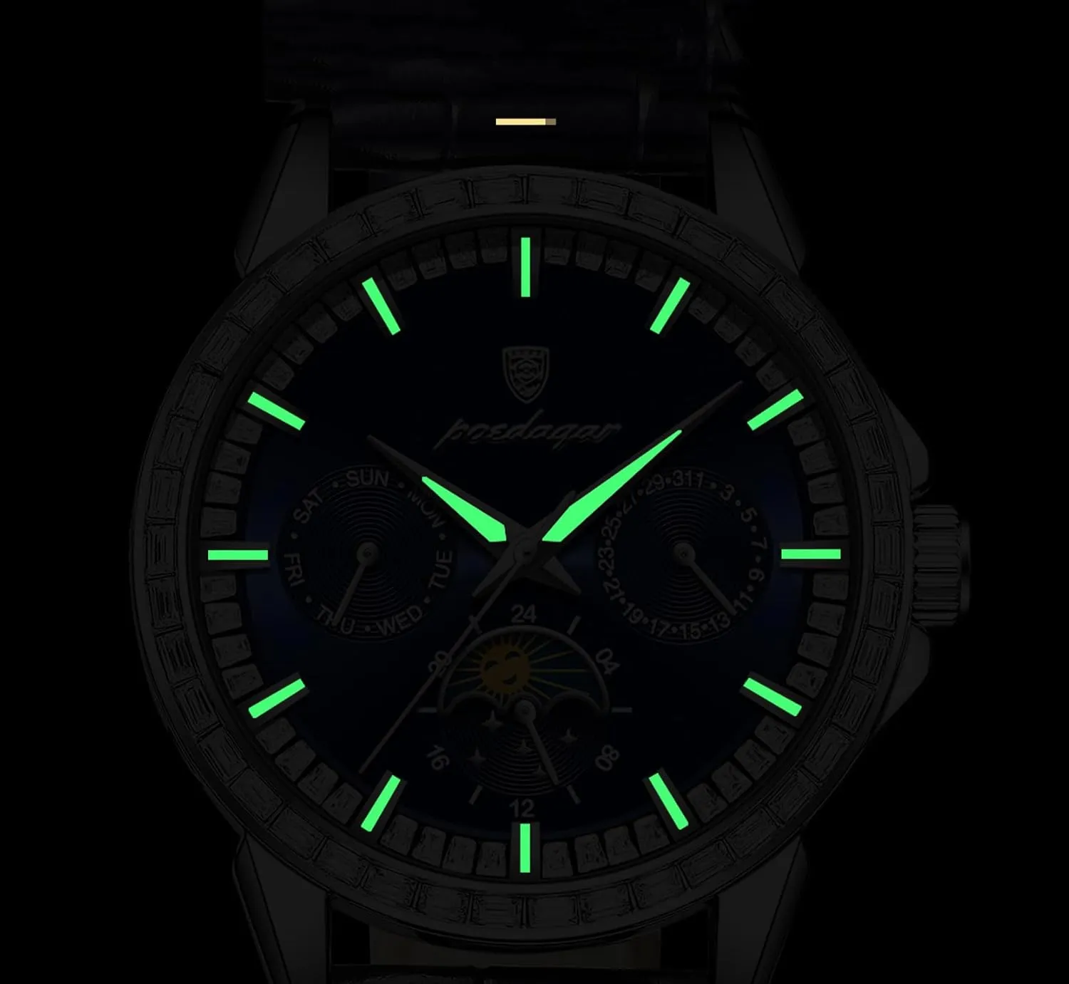 Moon Phase prime rodeo rustproof seep pardon Date BESTKANG Mens Watches Leather Luxury Fashion Dress Analog Quartz Wrist Watch Luminous Waterproof 
