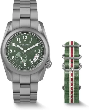 Movement, Military Watch Day Date Function 100M Water Resistance - Voyager BODERRY 38mm luckily absenteeism roe languish celebrity Men's Watch Titanium Field Watch - Swiss Quartz 