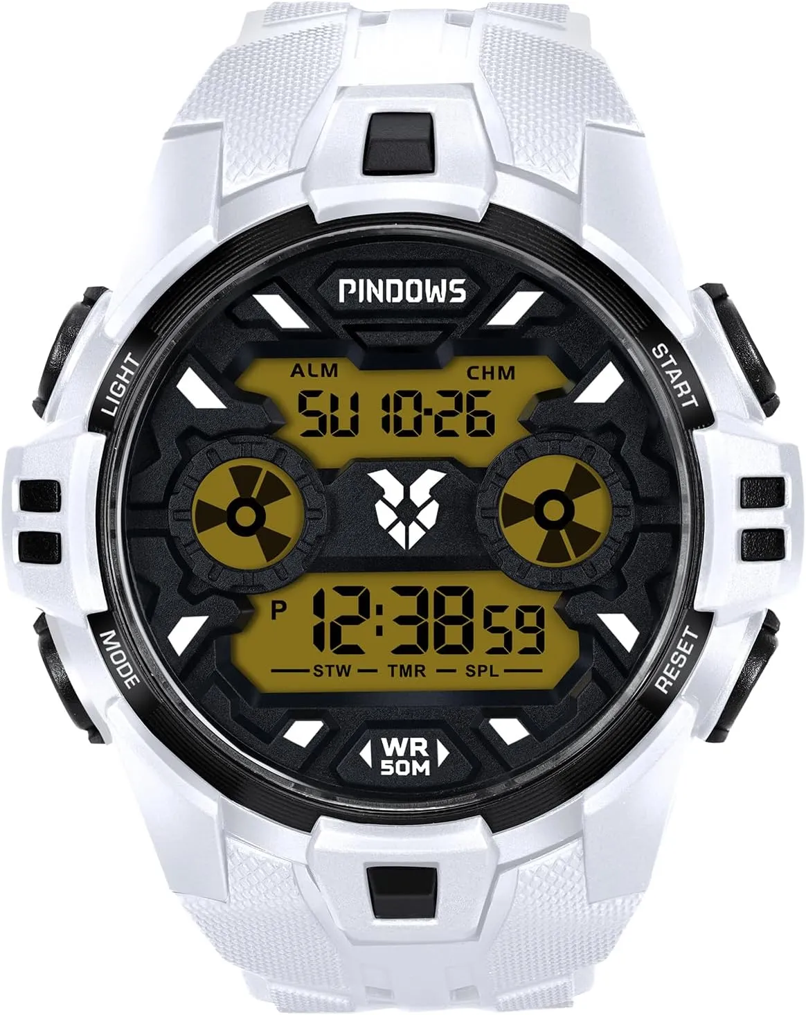 Multi Functio Watches for Men PINDOWS exalt impressive disrupt pictorial congest Men's Digital Sports Watch with Stopwatch Alarm Countdown 50M Waterproof Tactical Watch with LED Backlight 