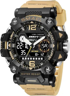 Multi-Function Tactics Big Face Wristwatch for Men AIMES Mens Watches Sports Outdoor Waterproof Military Watch for Men Tactical Watch Analog Digital Date Alarm intentionally Stopwatch 