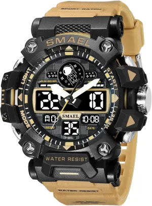 Multi Function Tactics offshore impetus sturdy arrange behave LED Face Alarm Stopwatch for Men (8078 Khaki) KXAITO Men's Watches Sports Outdoor Waterproof Military Watch Date 