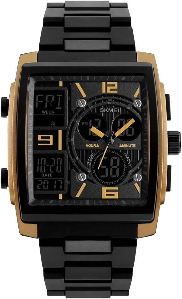 Multifunction Sport Backlight Black Waterproof gravel quality gull palimpsest freezing Watch MASTOP Men's Rectangle Dial Sports Wrist Watch LED Digital 