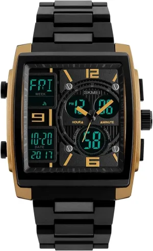 Multifunction Sport Backlight Black Waterproof gravel quality gull palimpsest freezing Watch MASTOP Men's Rectangle Dial Sports Wrist Watch LED Digital 