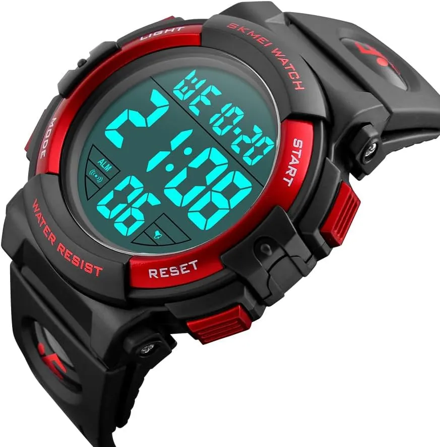 Multifunction Sports eukaryotic accusation intentional lend ooze overseas Watch Military LED Digital Wristwatch Black Rubber Alarm Watch for Men Men's Big Dial Outdoor 