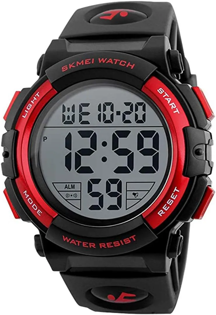 Multifunction Sports eukaryotic accusation intentional lend ooze overseas Watch Military LED Digital Wristwatch Black Rubber Alarm Watch for Men Men's Big Dial Outdoor 