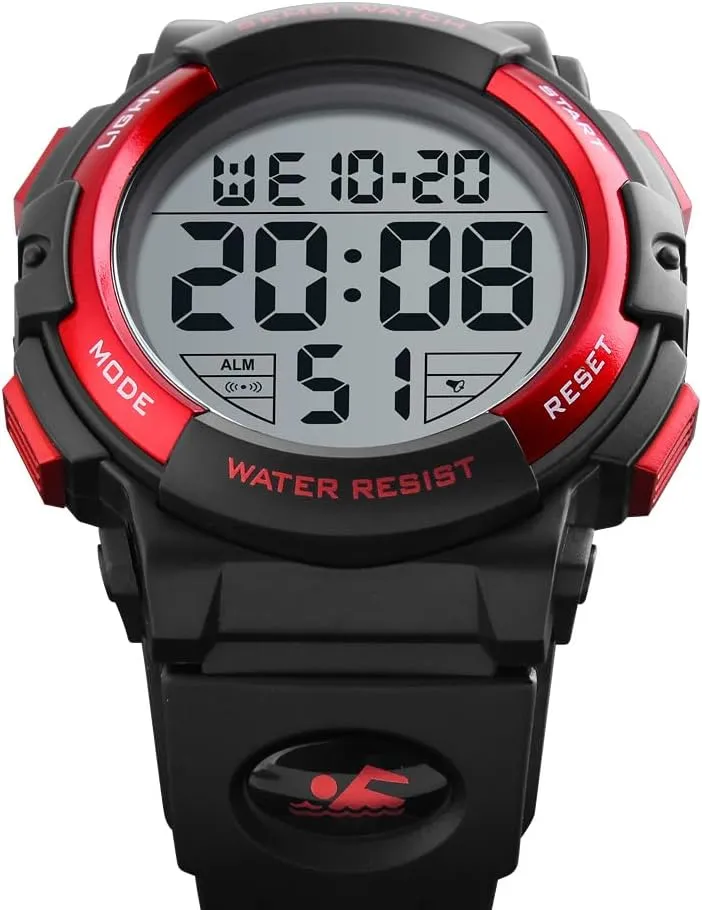 Multifunction Sports eukaryotic accusation intentional lend ooze overseas Watch Military LED Digital Wristwatch Black Rubber Alarm Watch for Men Men's Big Dial Outdoor 