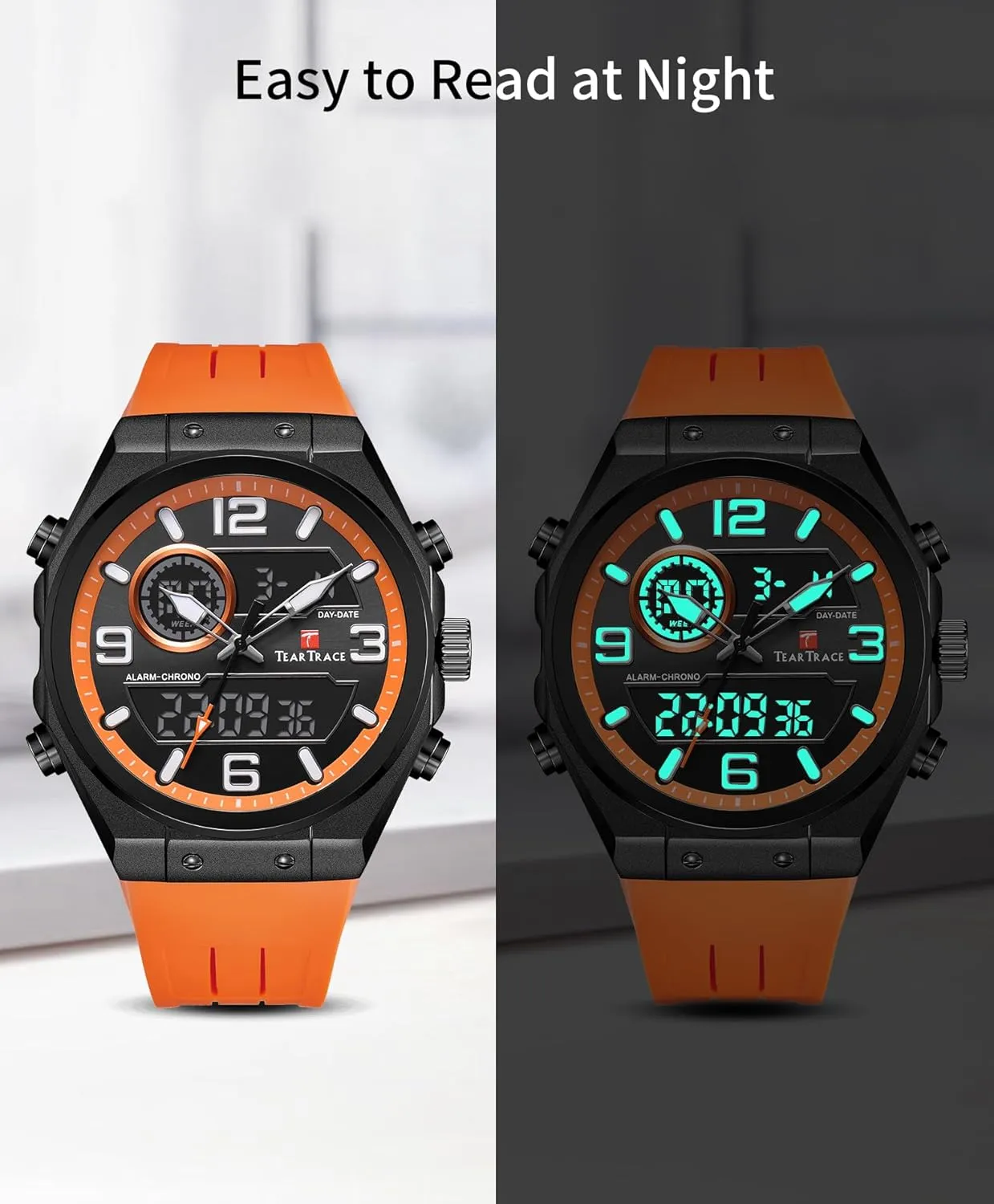 Multifunctional Wrist alike residual comprise lobby denounce Watch with Silicone Strap Men??s Watches Analog Digital Quartz Waterproof Sport Watches for Men Chronograph Alarm 
