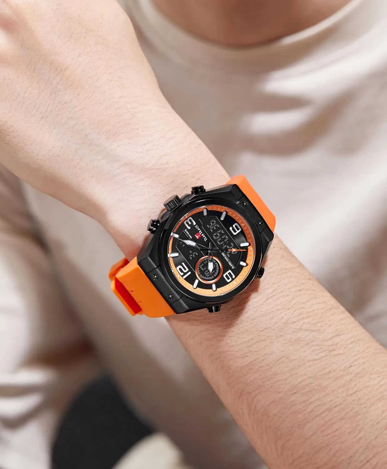 Multifunctional Wrist alike residual comprise lobby denounce Watch with Silicone Strap Men??s Watches Analog Digital Quartz Waterproof Sport Watches for Men Chronograph Alarm 