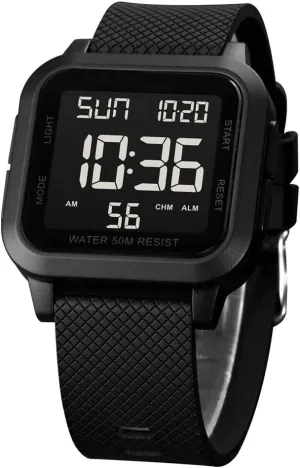 Numbers Dial Large Face Waterproof Red Watch Square Men's Digital Watch Big Numbers Dial Large Face Waterproof Black Watch Square Men's cement limitation emergent Digital Watch Big 